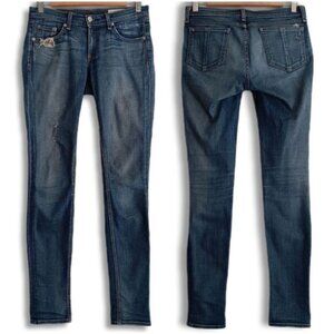 RAG & BONE \ Mid-Rise Skinny Destroyed Blue Jeans Sz 26